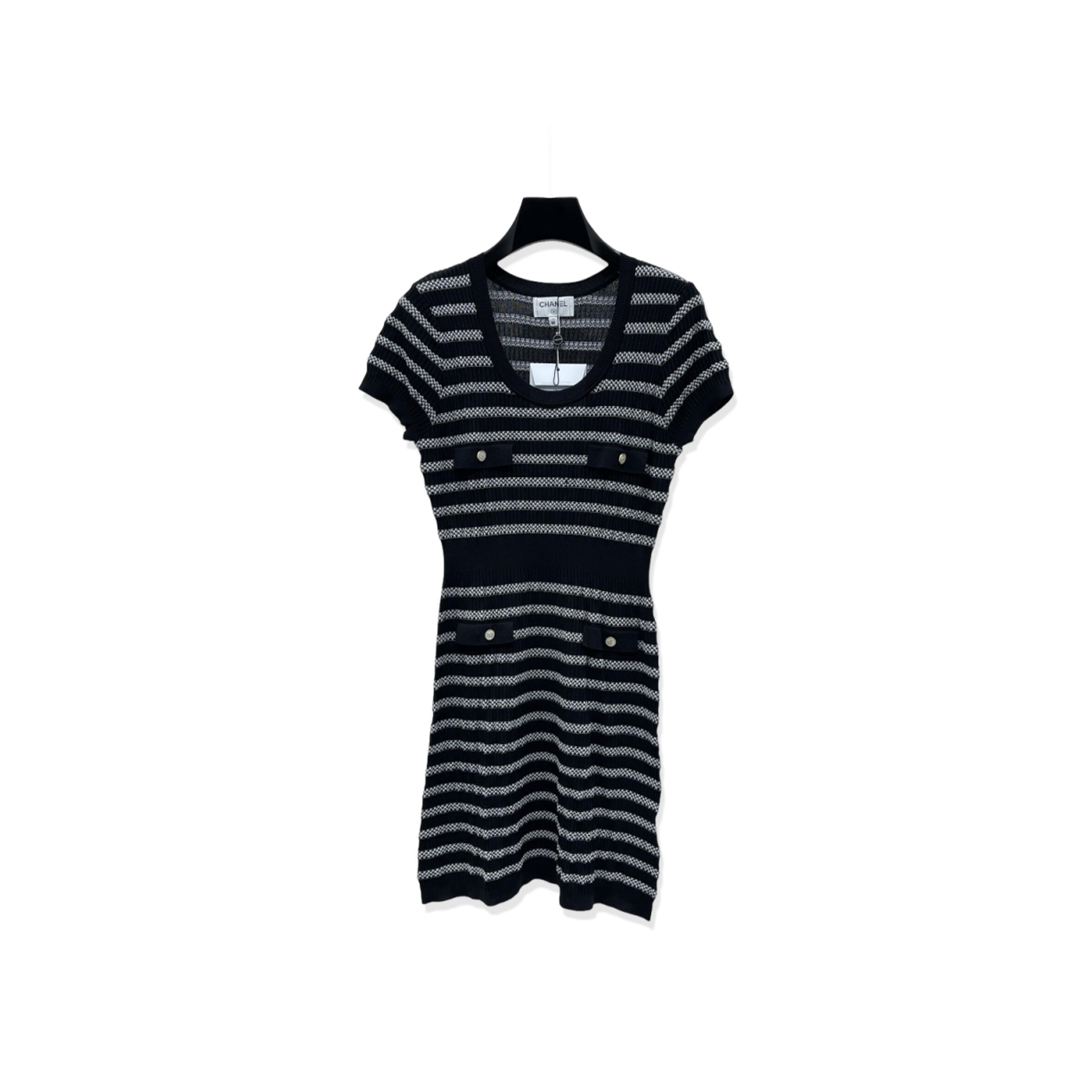 Ch**el black striped knit dress